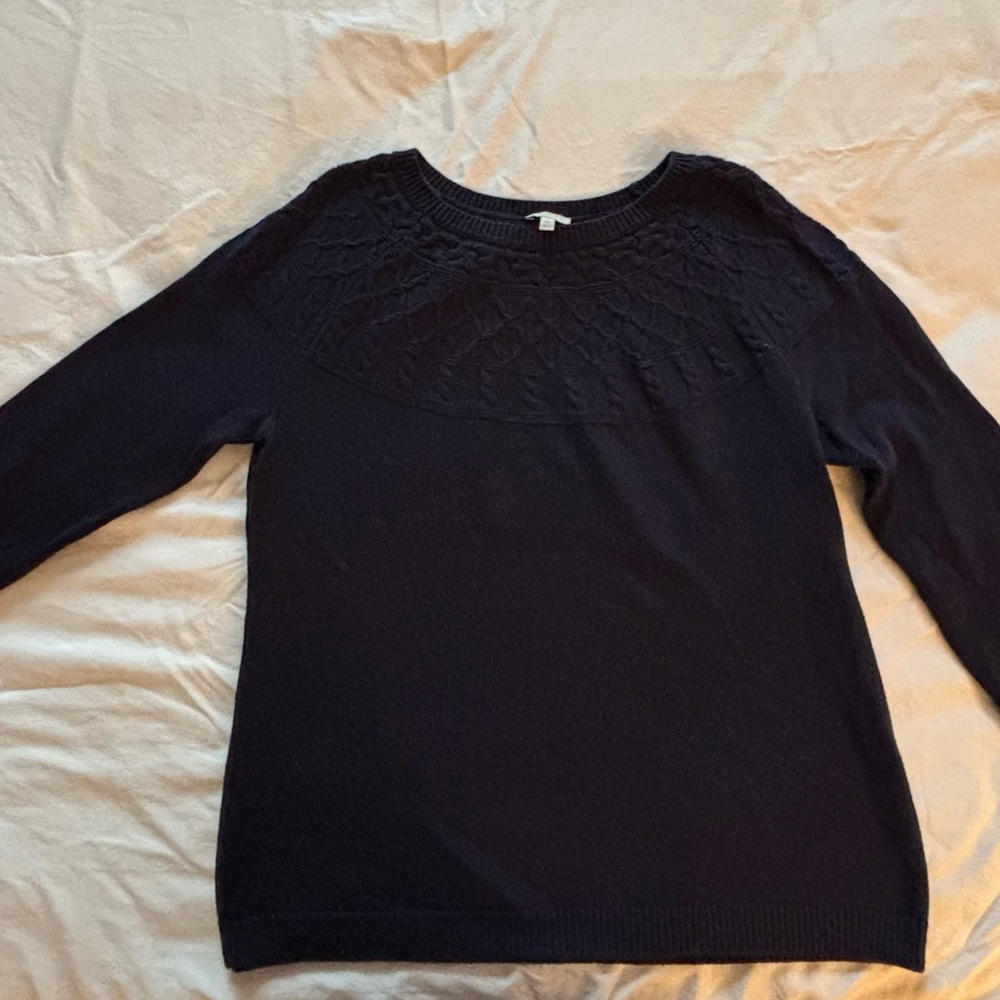 Talbots Classic Navy Blue Crew Neck Sweater